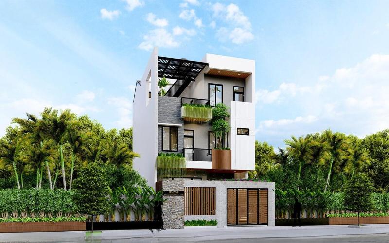 Mẫu nhà ngang 6m dài 7m 3 tầng mái bằng hiện đại