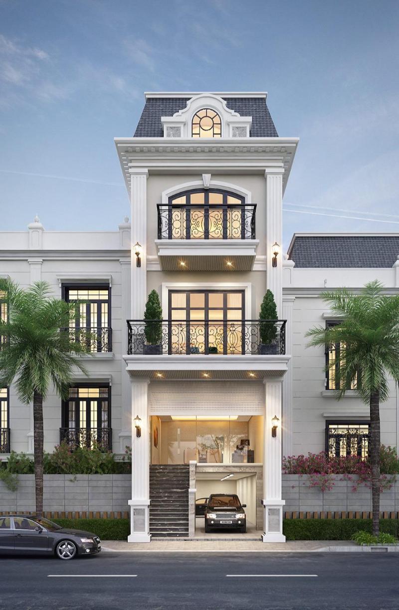 Mẫu thiết kế nhà ngang 6m dài 7m tân cổ điển đẹp mắt