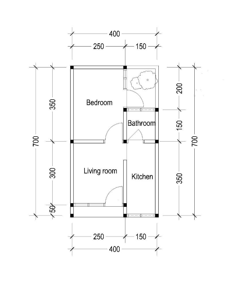 Bản vẽ chi tiết công năng mặt bằng tầng 1 của nhà ngang 6m dài 7m hiện đại