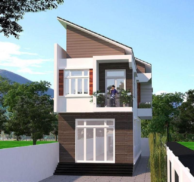 Mẫu thiết kế nhà ống 2 tầng 4.5 x15m mái lệch phù hợp với điều kiện thời tiết tại nước ta