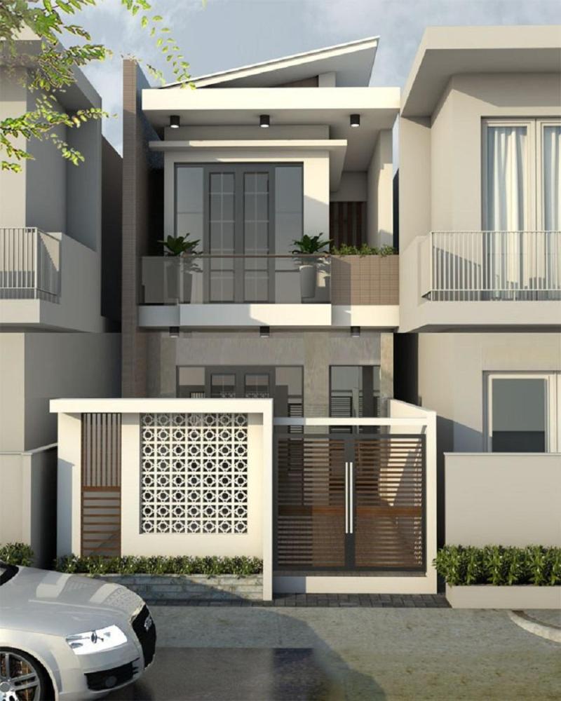 Mẫu nhà ống 2 tầng 4.5 x15 mái lệch được nhiều gia đình quan tâm