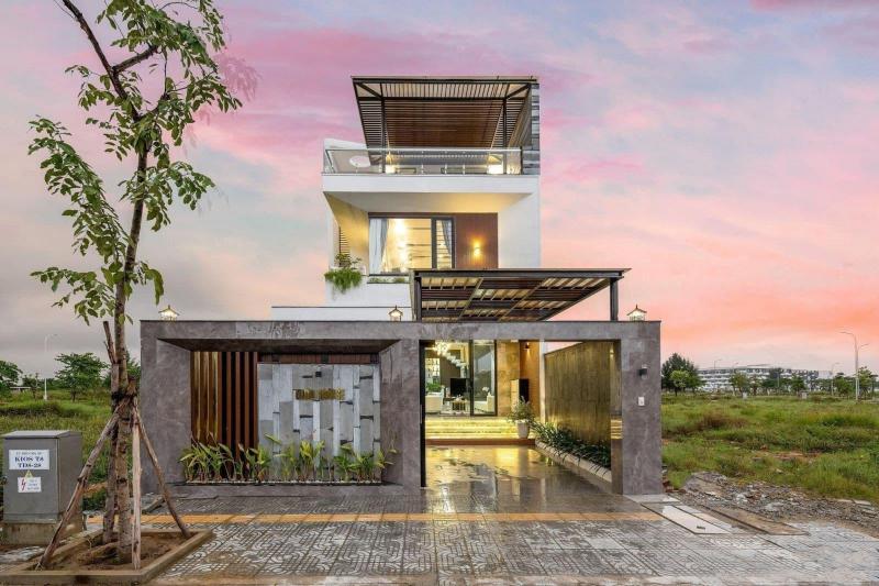 Thiết kế nhà ống 2 tầng 1 tum 6x20m gây ấn tượng với mặt tiền cao ráo, sáng sủa