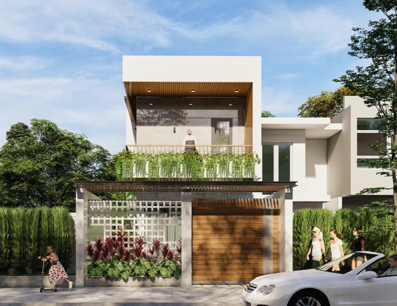 Thiết kế mặt tiền nhà ống 6x20m theo phong cách quý phái, sang trọng