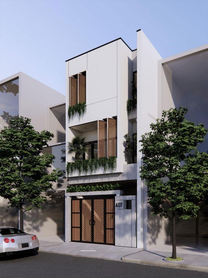 Mẫu thiết kế mặt tiền nhà phố 4x16m năng động, cá tính
