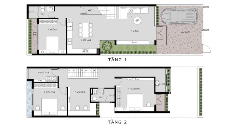 Tham khảo mặt bằng công năng nhà phố 4x16m