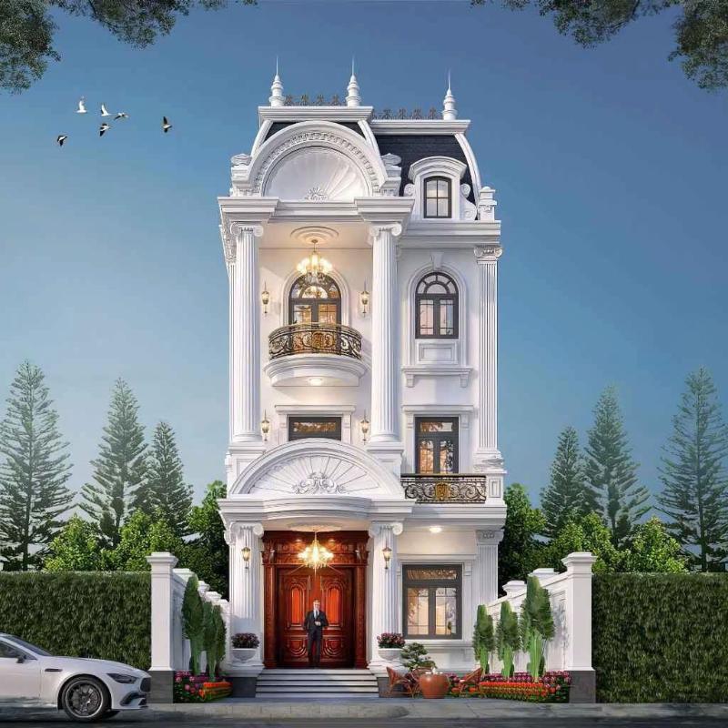 Mẫu nhà phong cách tân cổ điển rộng 7m dài 10m mái Mansard độc đáo