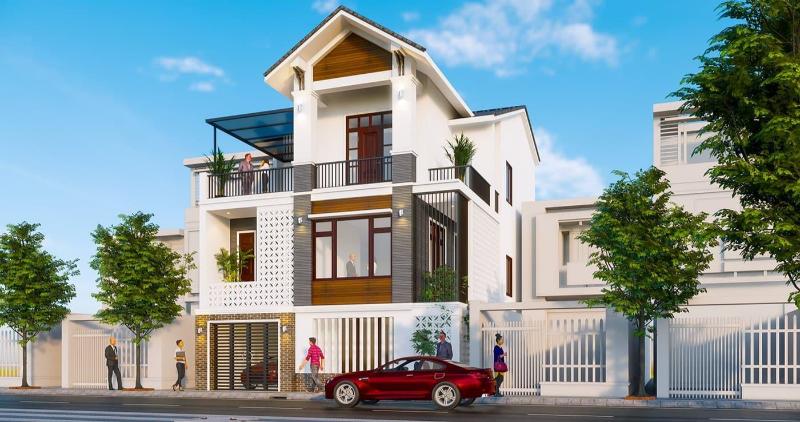 Thiết kế nhà 3 tầng có độ vững chắc, đồ sộ với kiến trúc ấn tượng
