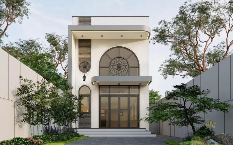 Mẫu nhà rộng 7m dài 9m có không gian xanh trước nhà