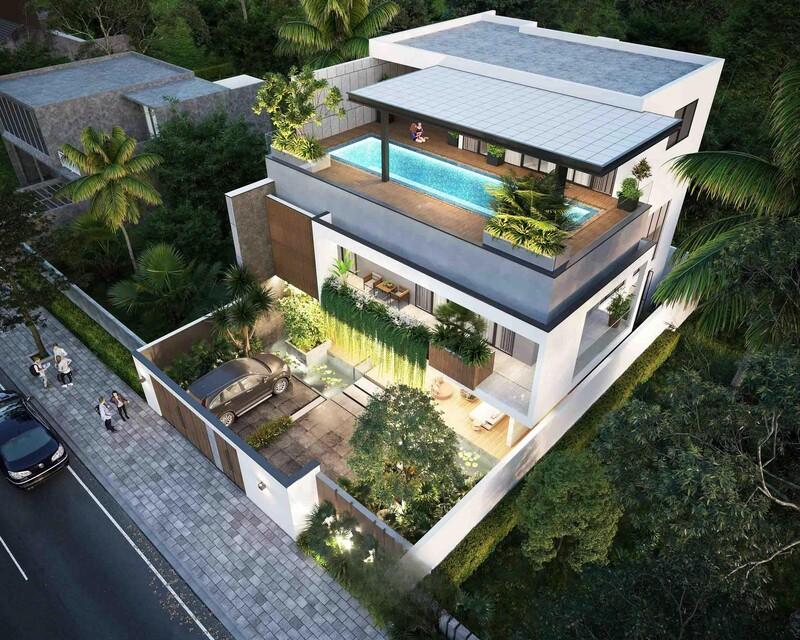 Mẫu thiết kế nhà vườn 4 phòng ngủ được bố trí khoa học đảm bảo sự yên tĩnh và riêng tư cho các thành viên