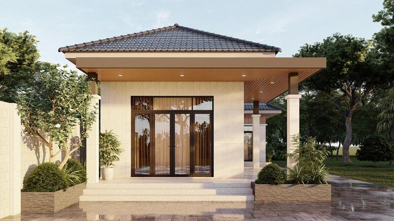 Mẫu thiết kế nhà vườn mái Nhật mang cảm giác nhẹ nhàng