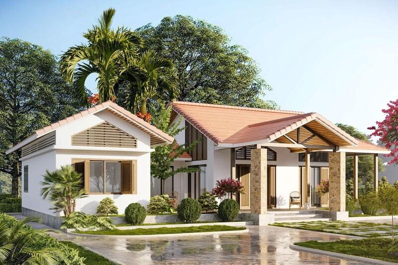 Mẫu nhà cấp 4 có sân vườn đơn giản, tối ưu chi phí xây dựng và bảo trì