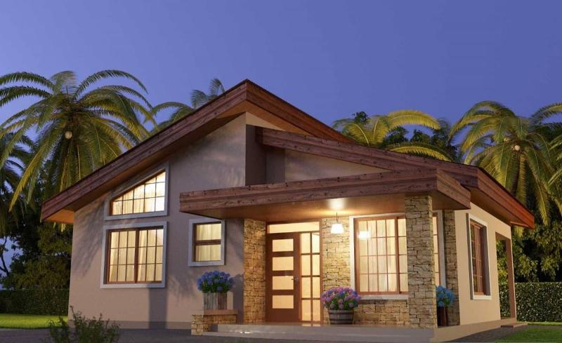 Mẫu thiết kế nhà vuông 10x10 1 tầng mái chéo phá cách