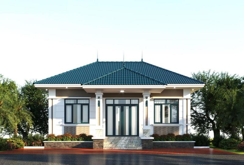 Mẫu thiết kế nhà vuông 10x10 1 tầng kiểu truyền thống gần gũi