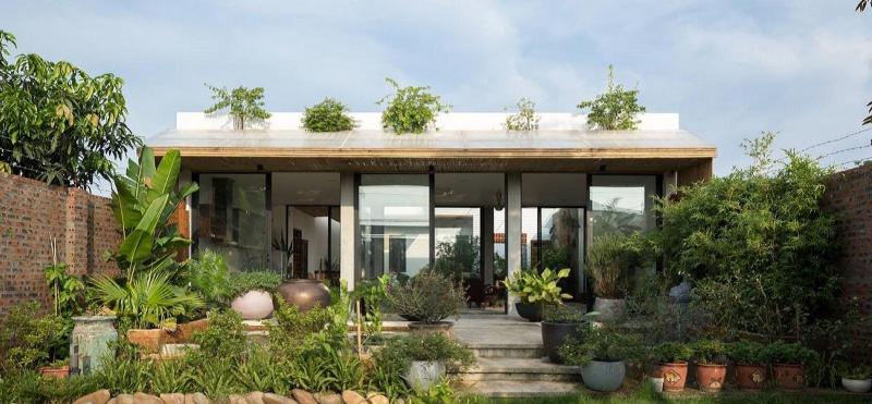 Mẫu thiết kế nhà vuông 1 tầng 10x10 phong cách hiện đại