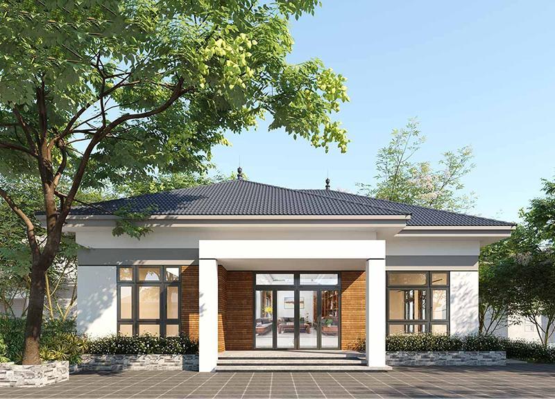 Mẫu thiết kế nhà vuông 10x10 1 tầng hiện đại, khỏe khoắn