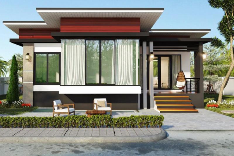 Mẫu nhà vuông mái bằng 1 tầng 10x10 có chi phí xây dựng thấp