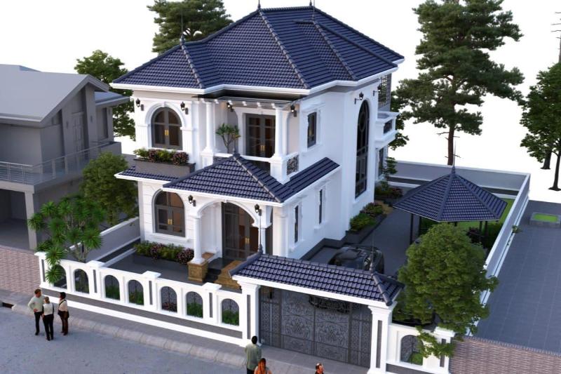 Thiết kế nhà vuông 10x10 2 tầng có bố cục cân xứng