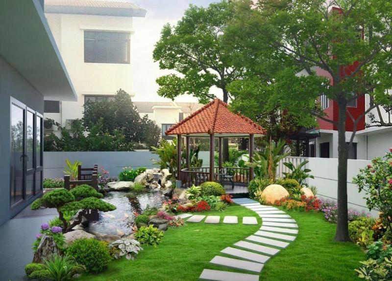 Mẫu sân vườn theo phong cách Á Đông truyền thống