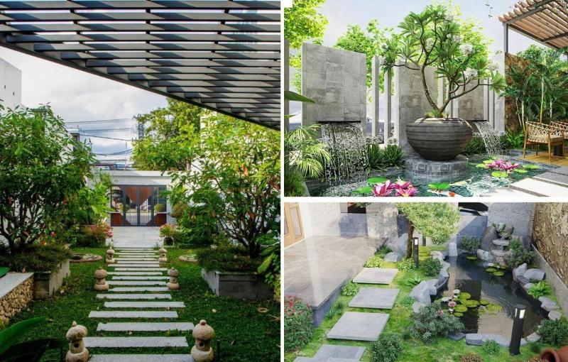 Mẫu sân vườn đẹp thiết kế theo phong cách Á Đông truyền thống