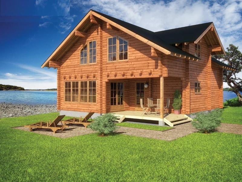 Mẫu nhà gỗ sân vườn Châu Âu nổi bật với các đường nét hoa văn tinh tế