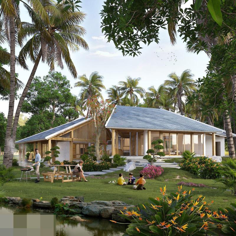 Kiến trúc độc đáo của mẫu nhà vườn cấp 4 100m2 ở nông thôn