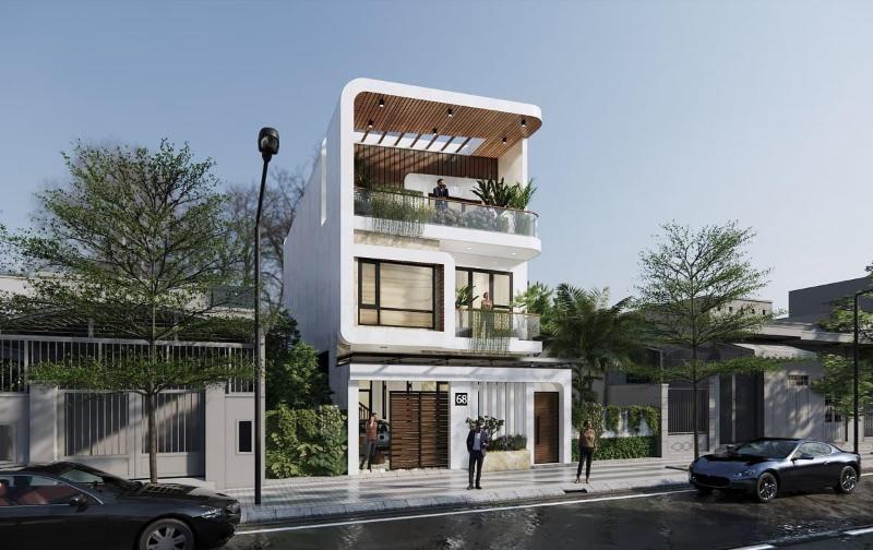 Mẫu thiết kế nhà mái bằng 4x10m có tầng lửng hiện đại