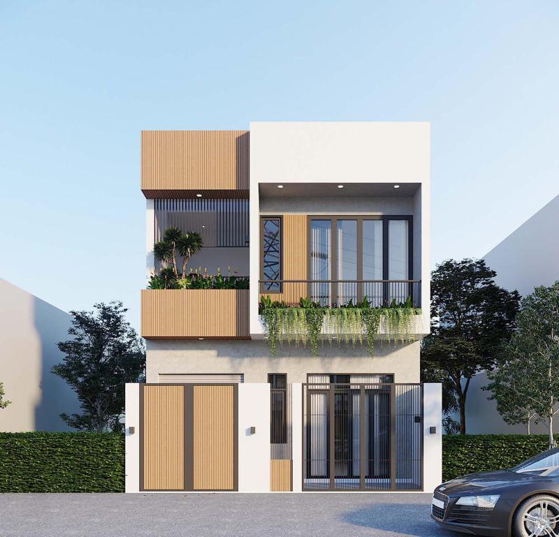 Mẫu thiết kế nhà 2 tầng 4x10m có tầng lửng ưu chi phí