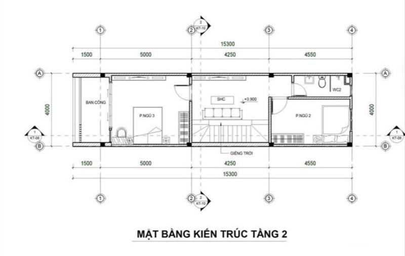 Thiết kế công năng tầng 2 nhà 4x20 có gara