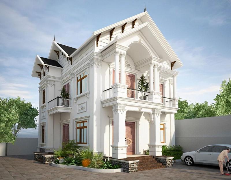 Mẫu nhà mặt tiền 12m sâu 10m phong cách tân cổ điển xa hoa
