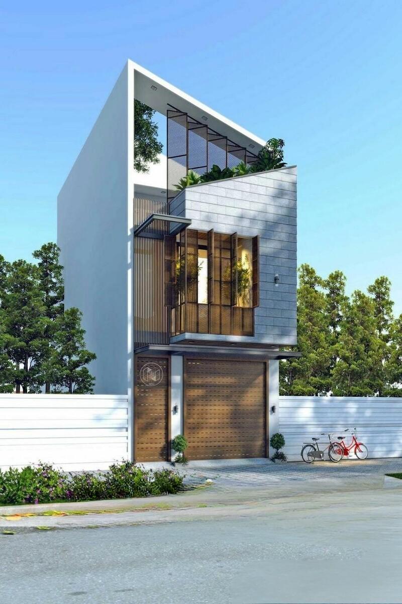 Mẫu thiết kế nhà phố mái lệch với hình khối kiến trúc phá cách, tạo điểm nhấn khác biệt