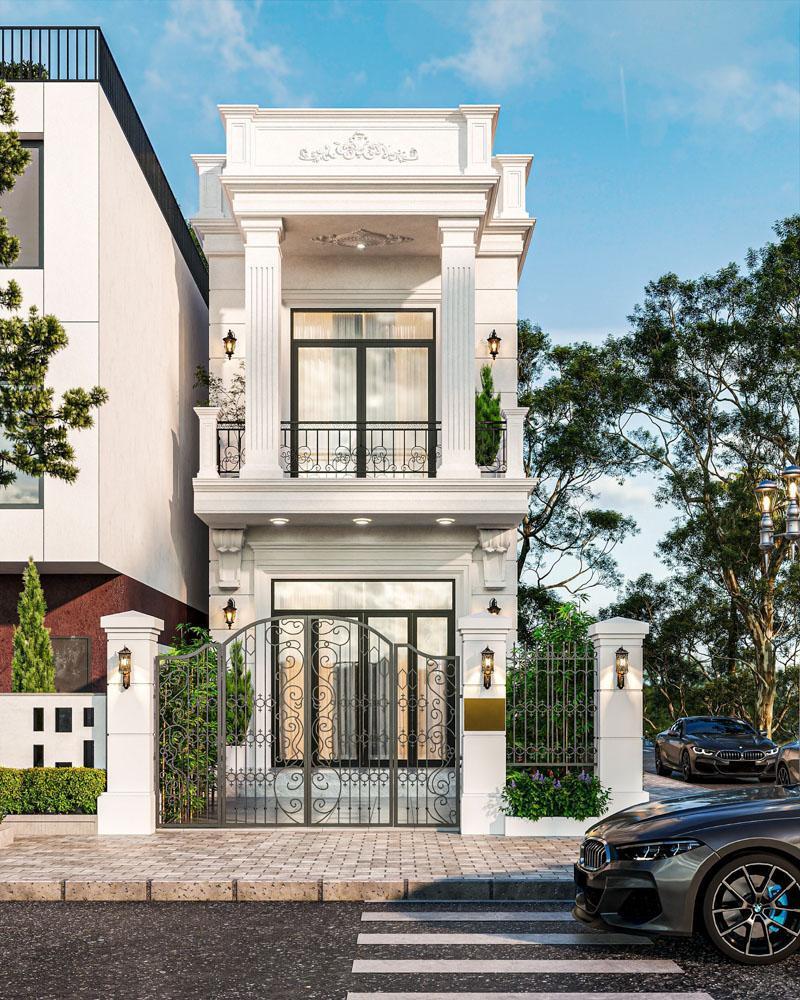 Mẫu nhà phố 2 tầng giúp phân tách khu sinh hoạt chung với không gian nghỉ ngơi hiệu quả, mang lại sự tiện nghi khi sử dụng