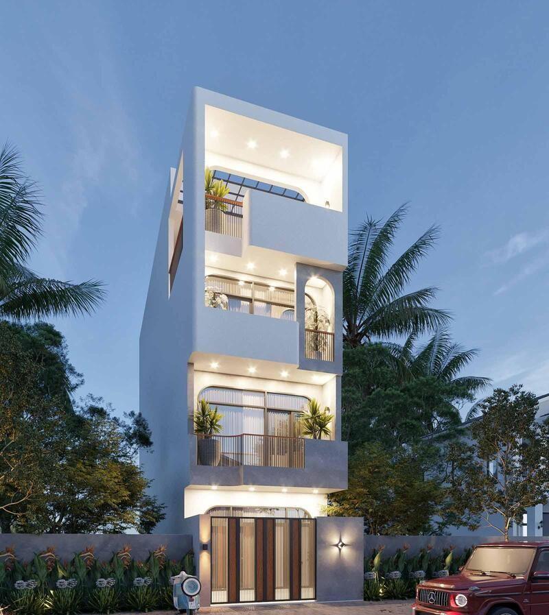 Mẫu thiết kế nhà phố 4 tầng với đa dạng công năng, đáp ứng nhu cầu sinh hoạt và làm việc của gia đình đông thành viên