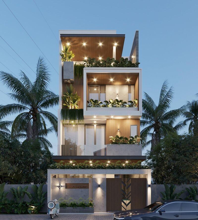 Mẫu thiết kế nhà phố 4 tầng giúp khai thác tối đa diện tích đất, phù hợp với quỹ đất hạn chế