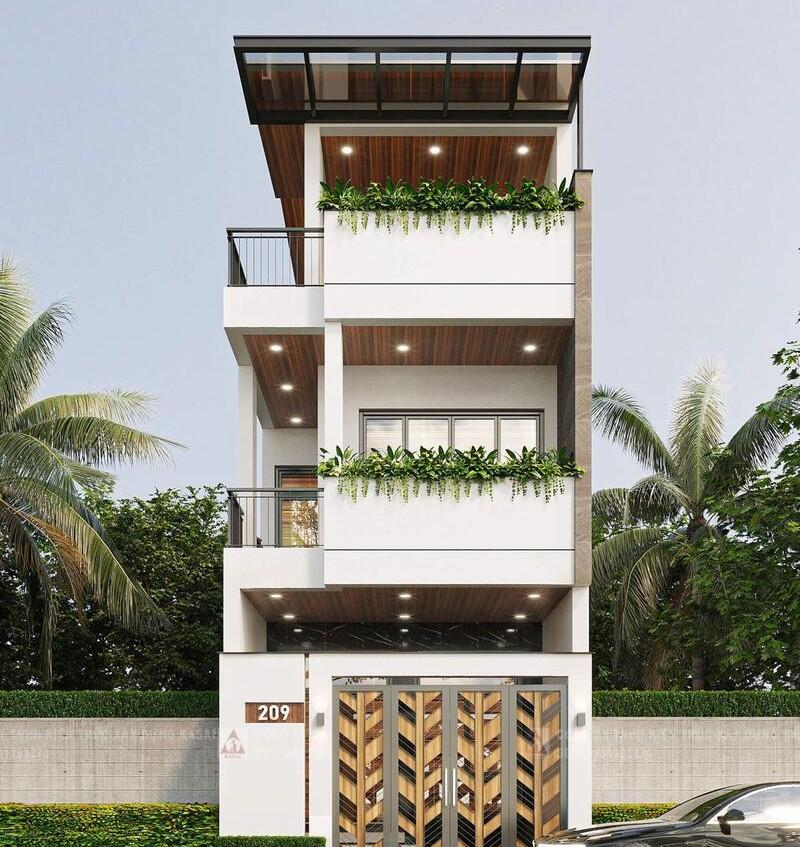 Mẫu nhà phố mặt tiền 5m dễ tạo điểm nhấn và phù hợp với nhiều phong cách kiến trúc khác nhau