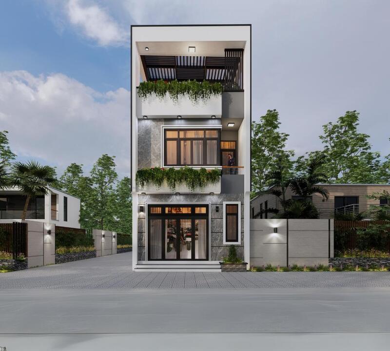 Mẫu thiết kế nhà phố mái bằng linh hoạt, tận dụng được tối đa không gian sân thượng