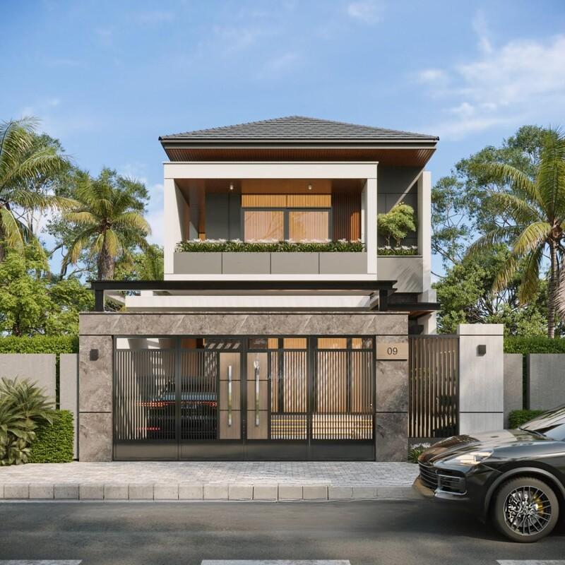 Mẫu nhà phố mái Nhật giúp không gian nhà thông thoáng, phù hợp với nhiều mặt bằng diện tích