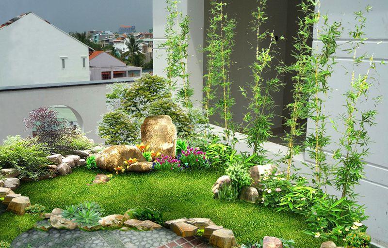 Chiêm ngưỡng mẫu tiểu cảnh sân vườn mini với hòn non bộ đang được yêu thích hiện nay