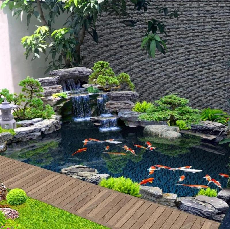 Các chi tiết trong tiểu cảnh được sắp xếp một cách hài hòa, cân đối