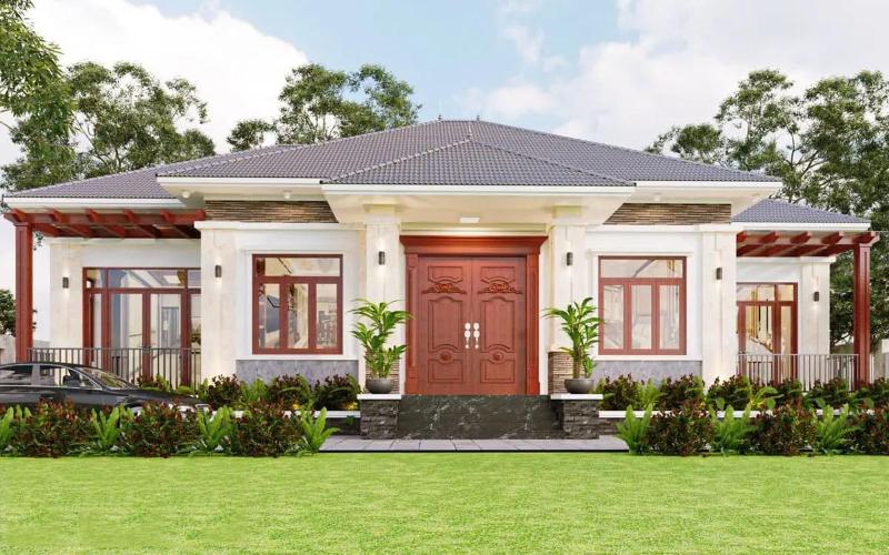 Khu vực sân vườn được bố trí các công năng tiện nghi phục vụ các thành viên