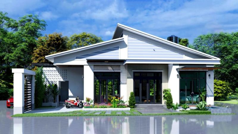 Mẫu nhà cấp 4 mái lệch 70 triệu phù hợp với nhiều phong cách kiến trúc hiện đại