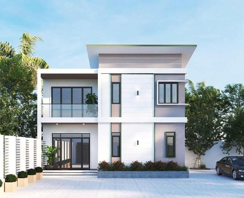 Mẫu nhà mái bằng 2 tầng 8x10m phù hợp với nhu cầu của nhiều gia đình hiện nay