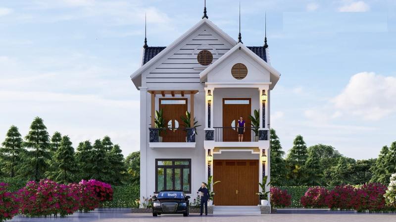 Mẫu nhà mái Thái 2 tầng 8x10m thu hút với kiến trúc hiện đại, thời thượng