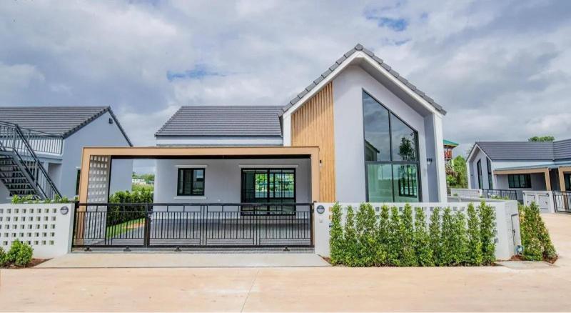 Mẫu nhà cấp 4 chữ L giá 300 triệu Bắc Âu nổi bật với các đường nét kiến trúc sắc sảo