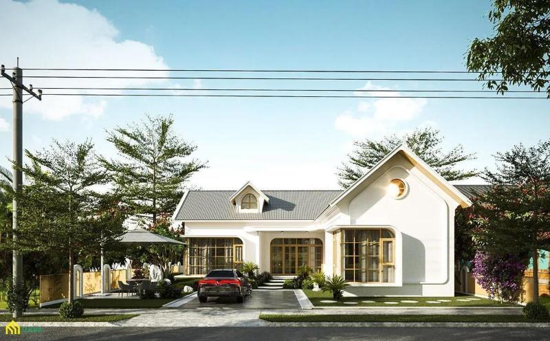 Mẫu nhà cấp 4 chữ L giá 300 triệu mái Thái phù hợp với khí hậu nước ta