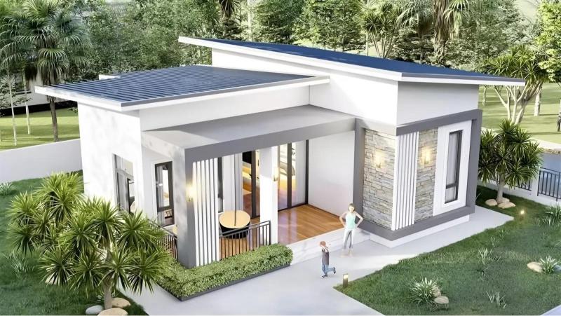 Mẫu nhà cấp 4 chữ L giá 300 triệu thu hút được sự chú ý của người nhìn