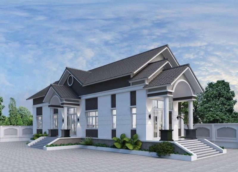 Mẫu nhà cấp 4 đẹp 350 triệu hình chữ L ấn tượng