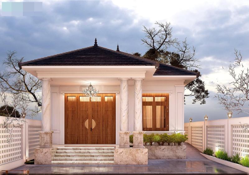 Mẫu nhà mái ngói 1 tầng đẹp theo phong cách đất nước mặt trời mọc