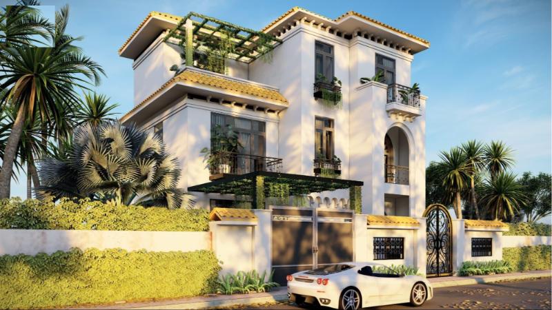 Mẫu nhà vuông đẹp 3 tầng vô cùng kiên cố với hệ mái bằng