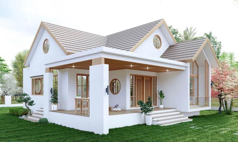 Mẫu nhà vuông đẹp dạng 1 tầng có kết cấu vững chắc