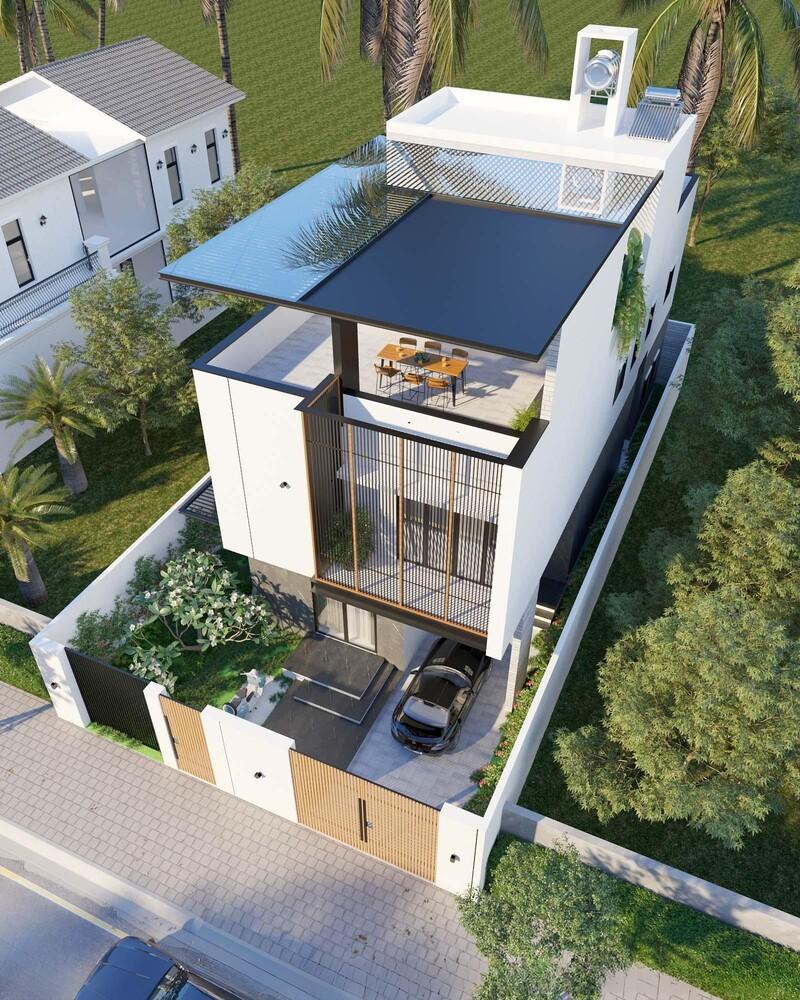 Mẫu thiết kế nhà ống 2 tầng 1 tum 5x20m với sân vườn mang tới cảm giác thư giãn, nâng cao chất lượng sống